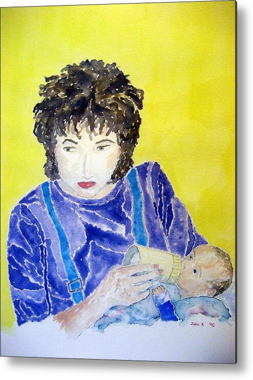 Watercolor Metal Print featuring the painting Mother of Lore by John Klobucher