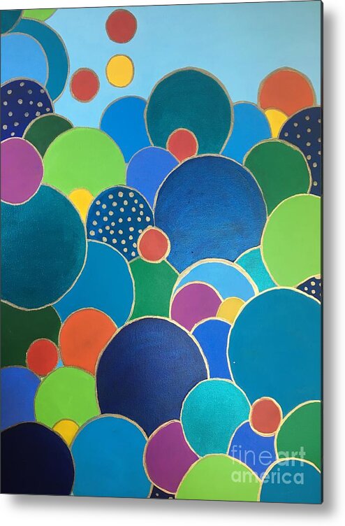 Bubbles Metal Print featuring the painting Multi-color Bubbles by Debora Sanders