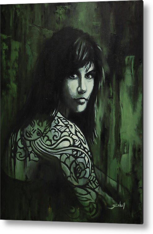 Girl Metal Print featuring the painting Nadine by Sv Bell