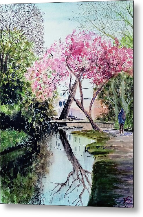  Metal Print featuring the painting New River Path 0321 Islington London UK by Francisco Gutierrez