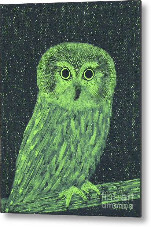 Night Visions Metal Print featuring the painting Night Visions Barn Owl by Doug Miller