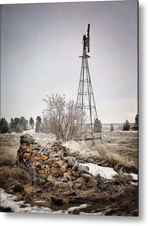 Rural Metal Print featuring the photograph Old Root Cellar and Windmill by Jerry Abbott