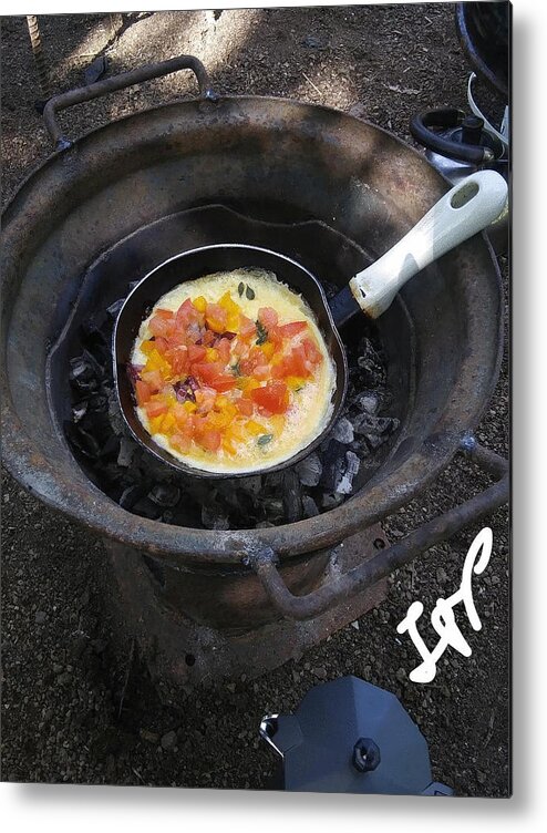 Eggs Metal Print featuring the photograph Omelet in a Pan by Esoteric Gardens KN