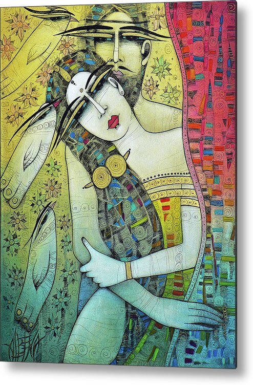 Couple Metal Print featuring the painting ONE by Albena Vatcheva