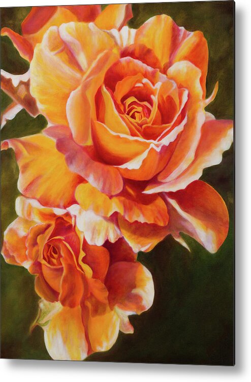 Oil Painting Metal Print featuring the painting Orange Roses by Tammy Pool