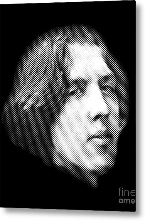 Oscar Metal Print featuring the digital art Oscar Wilde close-up portrait by Cu Biz