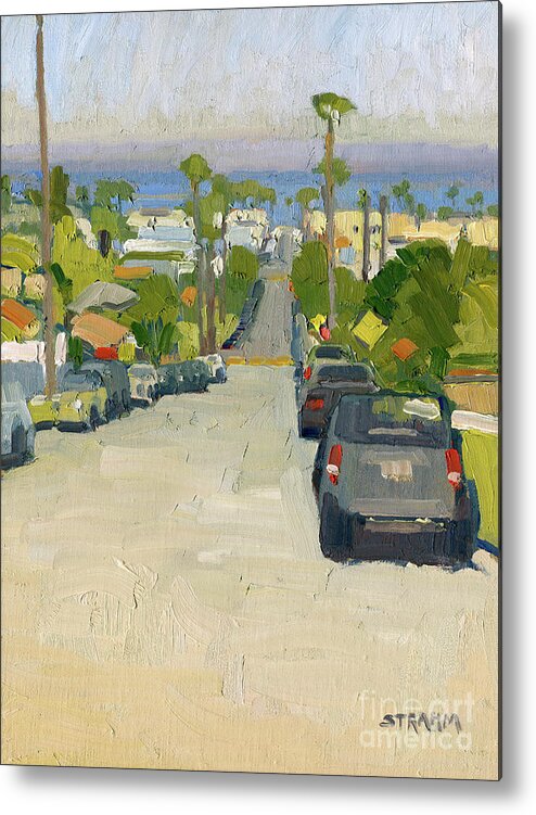 Pacific Ocean Metal Print featuring the painting Pacific Ocean from Newport Ave, Ocean Beach, San Diego by Paul Strahm