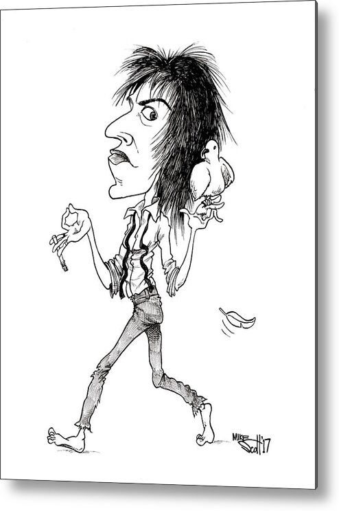 Caricature Metal Print featuring the drawing Patti Smith by Mike Scott
