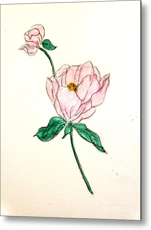 Romance Metal Print featuring the painting Peony by Margaret Welsh Willowsilk