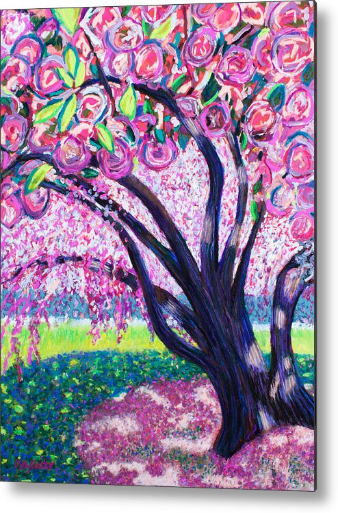  Metal Print featuring the painting Petals Overhead and Underfoot by Polly Castor
