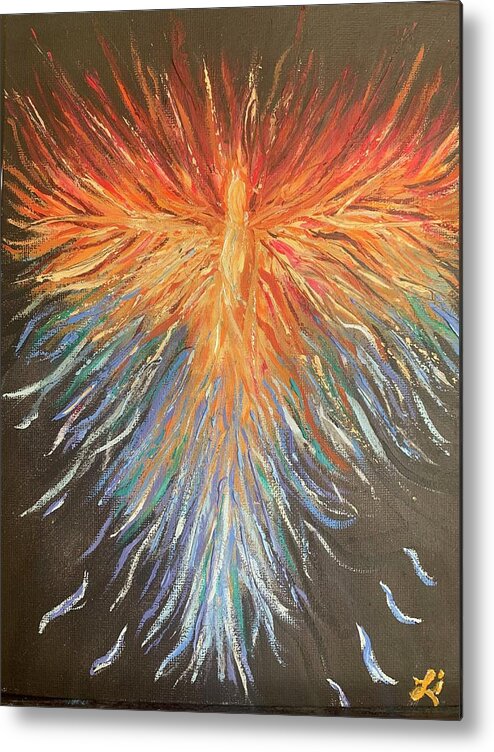 Phoenix Metal Print featuring the painting Phoenix Rising by Lisa White