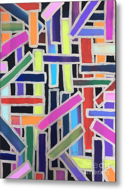 Acrylic Abstract Colors Bold Painting Underground Metal Print featuring the painting Pick Up Sticks by Debora Sanders