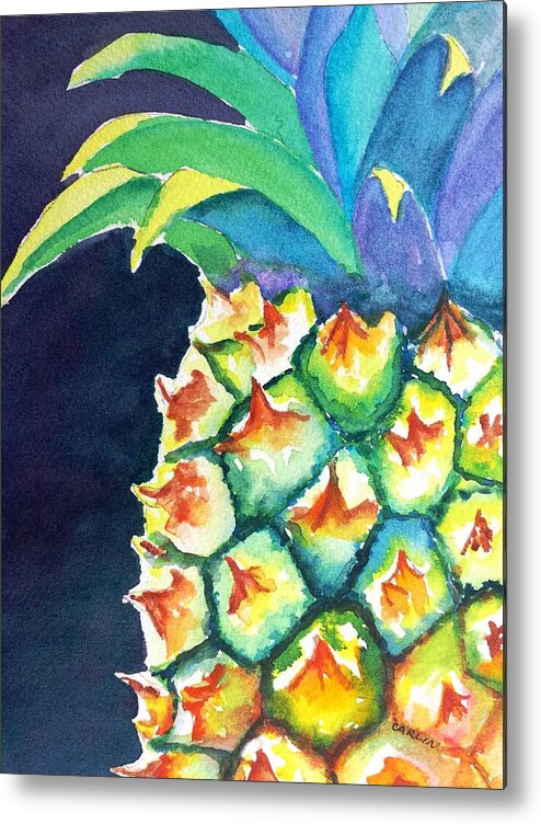 Pineapple Metal Print featuring the painting Pineapple by Carlin Blahnik CarlinArtWatercolor