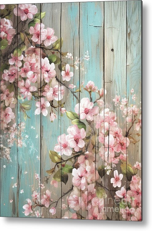 Pink Flowers Metal Print featuring the painting Pink Petals 3 by Tina LeCour