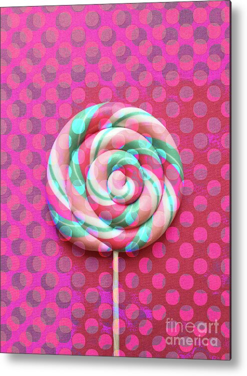 Polka Metal Print featuring the digital art Polka Dot Lollipop Pop Art by Edward Fielding