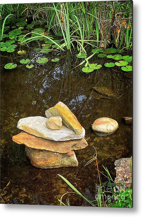 Peace Metal Print featuring the digital art Pond Stones by Dee Flouton