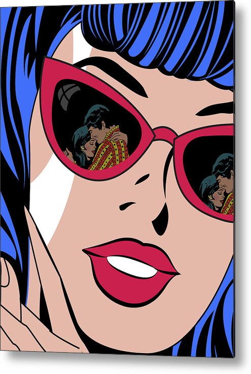 Popart Metal Print featuring the digital art Pop art sunglasses girl by Long Shot