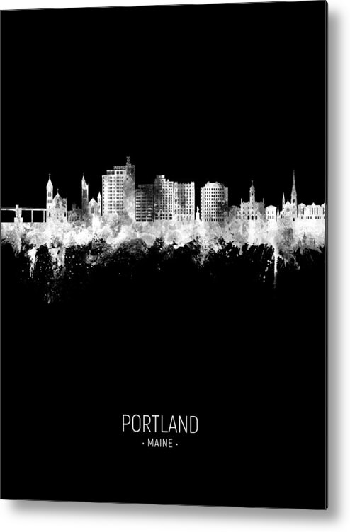 Portland Metal Print featuring the digital art Portland Maine Skyline #85 by Michael Tompsett