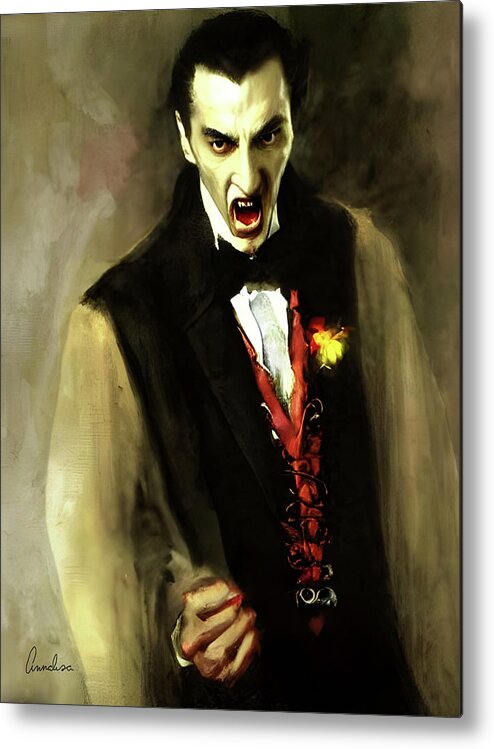 Dracula Painting Metal Print featuring the digital art Portrait of Dracula by Annalisa Rivera-Franz
