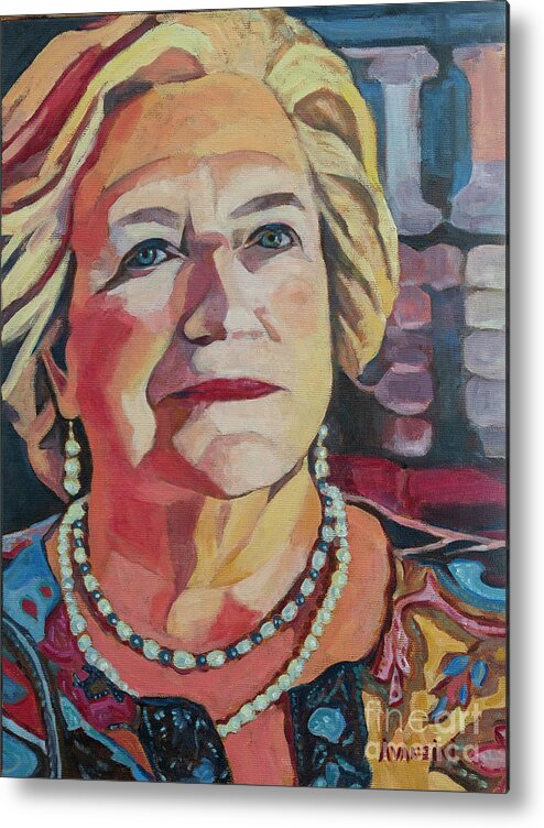 Portrait Of My Mother On Her 50th Wedding Aniversary Metal Print featuring the painting Portrait of my Mother by Pablo Avanzini