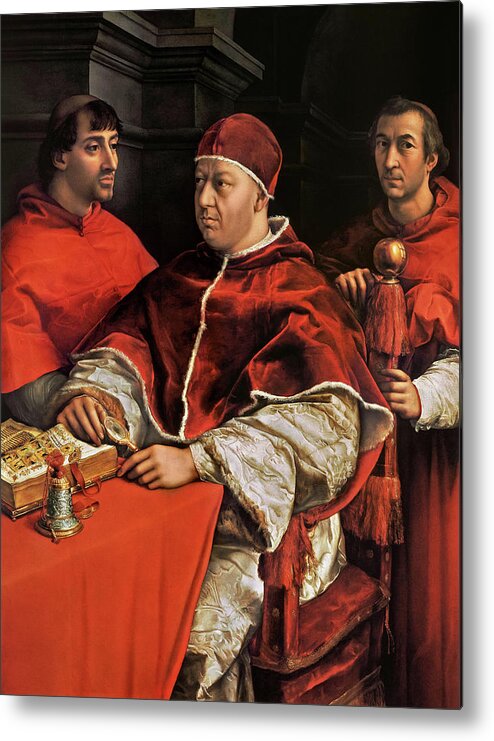 Portrait of Leo Two Cardinals Metal Print by Raphael - Pixels