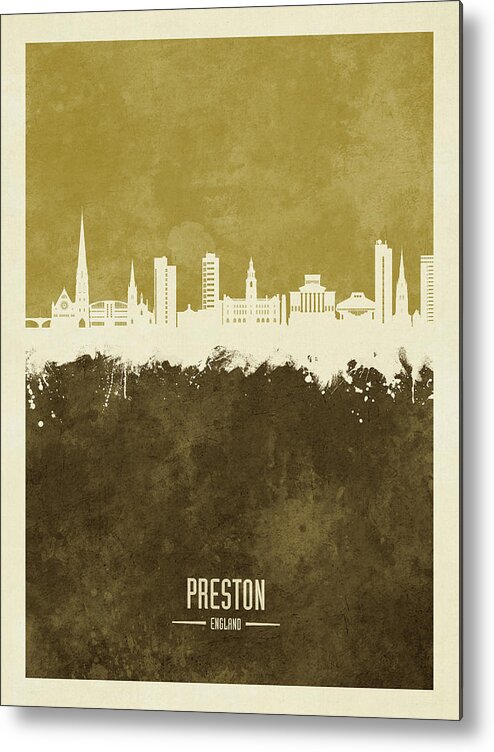 Preston Metal Print featuring the digital art Preston England Skyline #23 by Michael Tompsett