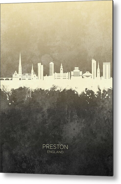 Preston Metal Print featuring the digital art Preston England Skyline #28 by Michael Tompsett