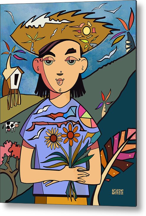 Princess Metal Print featuring the painting Princesita del Campo by Oscar Ortiz