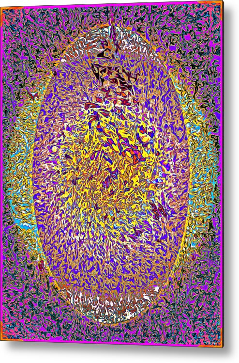 Psychedelic Metal Print featuring the digital art Psychedelic Glowing Oval with FireCenter by Lise Winne