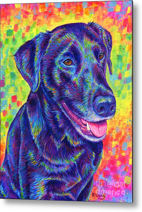 Labrador Retriever Metal Print featuring the painting Rainbow Labrador Retriever by Rebecca Wang