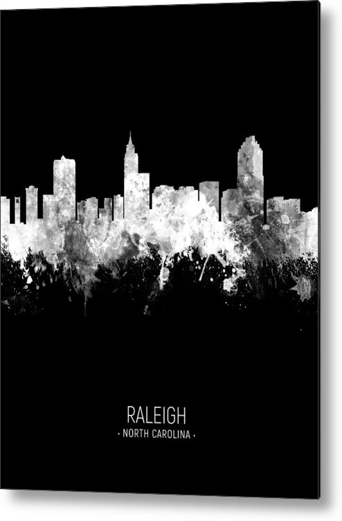 Raleigh Metal Print featuring the digital art Raleigh North Carolina Skyline #33 by Michael Tompsett