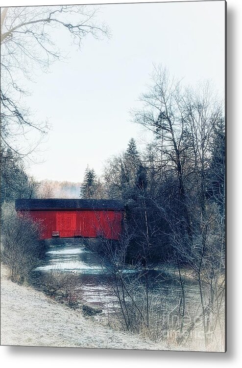 Bridge Metal Print featuring the photograph Red Wooden Bridge by Claudia Zahnd-Prezioso