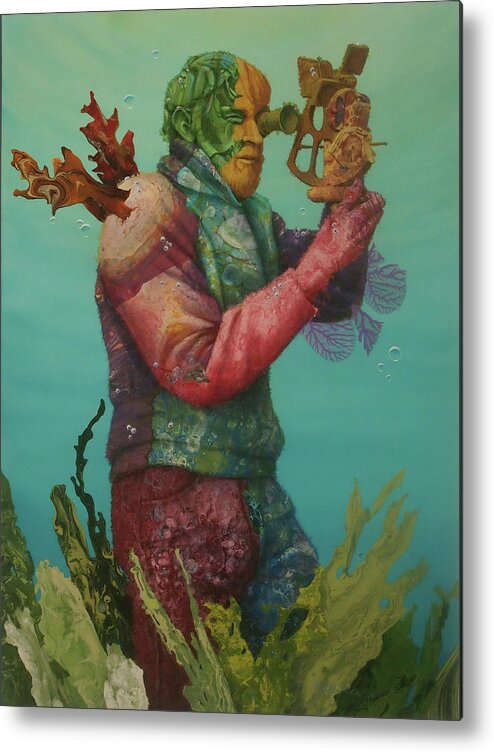 Ocean Metal Print featuring the painting Reef Sighting by Marguerite Chadwick-Juner