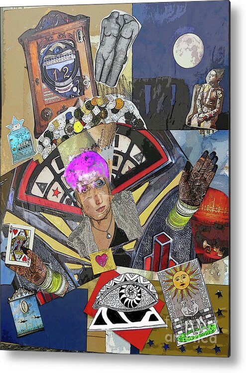 Collage Metal Print featuring the mixed media Risk Taker by Mafalda Cento