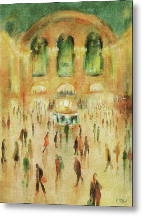Grand Central Terminal Metal Print featuring the painting Rush Hour Grand Central Terminal New York by Beverly Brown