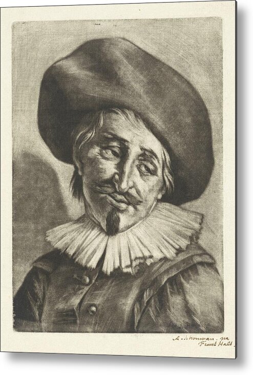 Vintage Metal Print featuring the painting Sad man, Aert Schouman, after Frans Hals, 1720 by MotionAge Designs