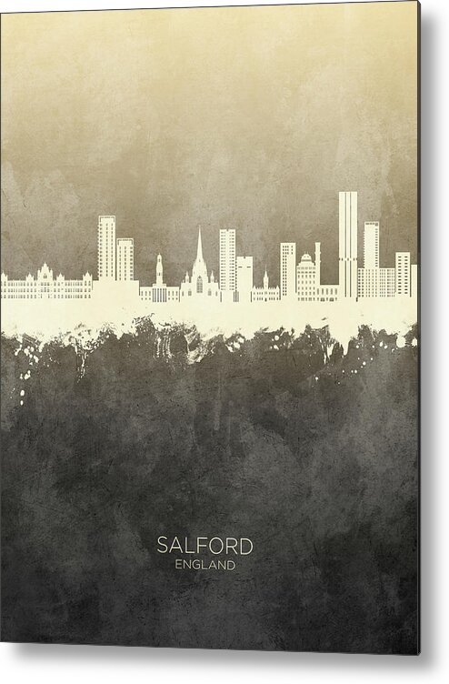 Salford Metal Print featuring the digital art Salford England Skyline #86 by Michael Tompsett