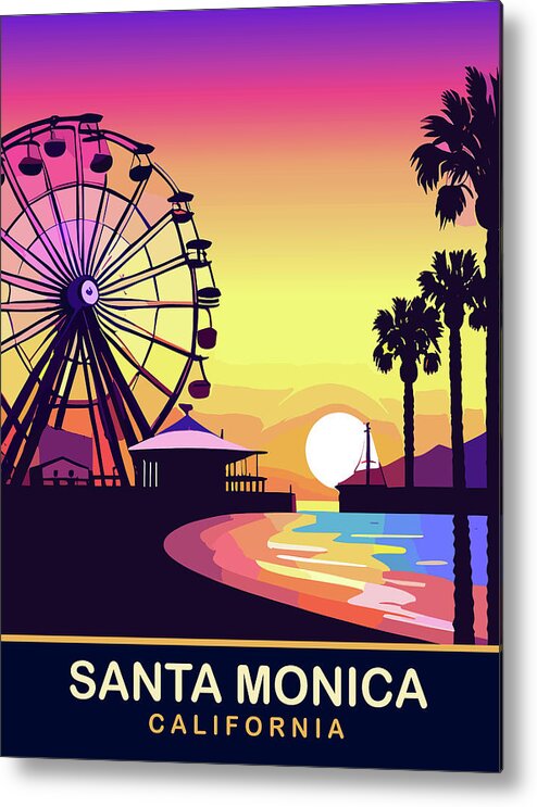 Santa Monica Metal Print featuring the digital art Santa Monica, California by Long Shot