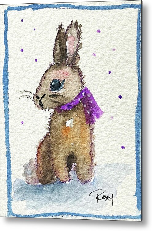 Drunk Bunny Metal Print featuring the painting Scarf Bunny by Roxy Rich
