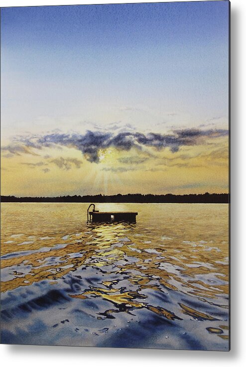 Landscape Metal Print featuring the painting Shining Waters by Karen Richardson