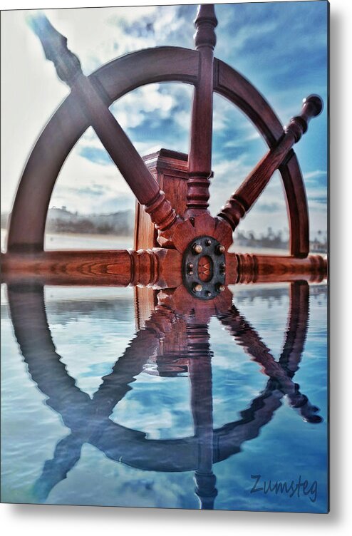 Sailing Metal Print featuring the photograph Ship Wheel by David Zumsteg