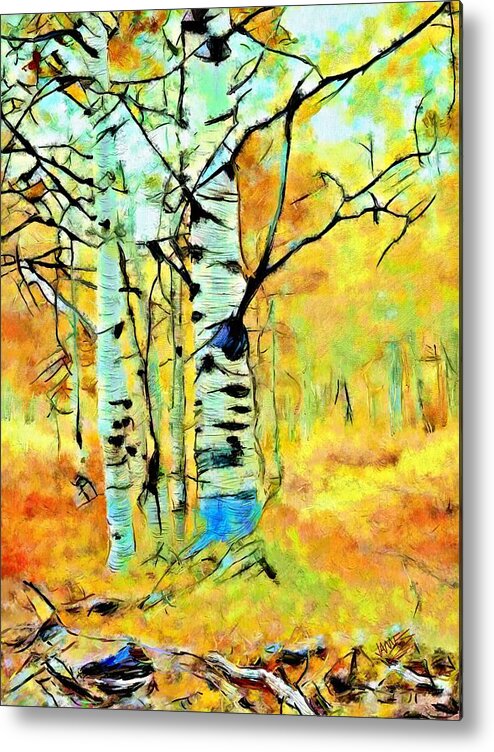 Landscape Metal Print featuring the painting Silver Birches by James Shepherd