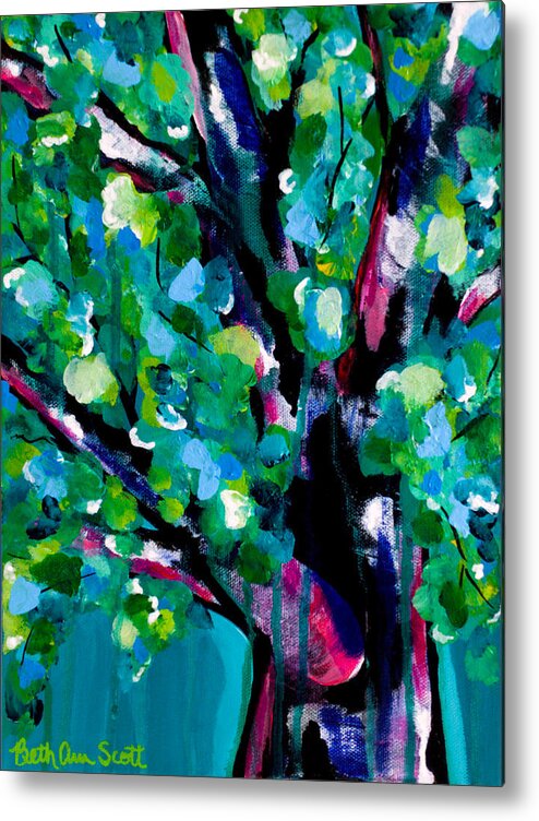 Tree Metal Print featuring the painting Singing in the Rain by Beth Ann Scott