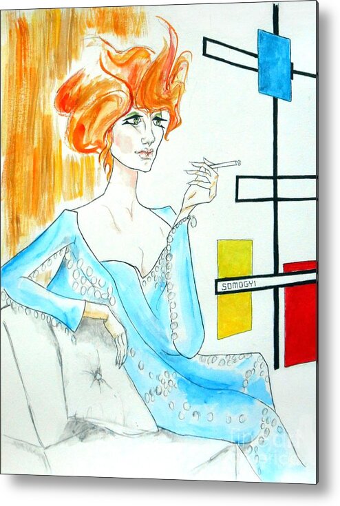 1960s Metal Print featuring the painting Sixties Redhead No. 1 by Jayne Somogy