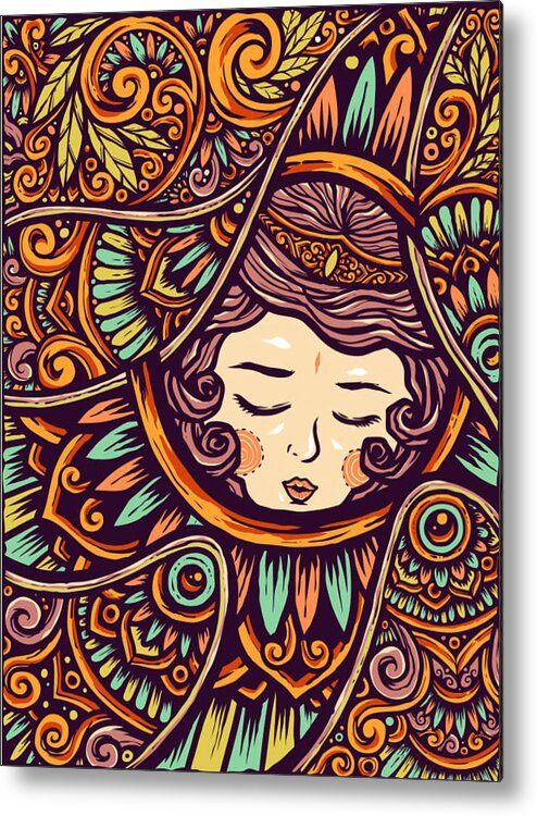 Fall Metal Print featuring the painting Sleeping Princess Of Fall by World Art Collective