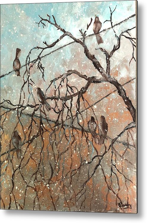 Birds Metal Print featuring the painting Snow Birds by Barbara Landry