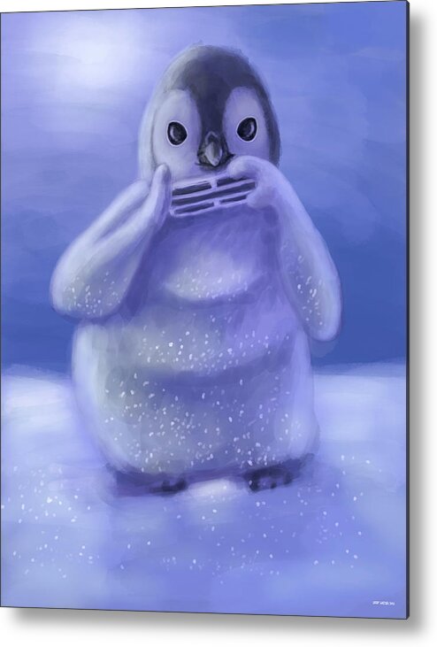 Penguin Metal Print featuring the digital art Snow Chick by Larry Whitler