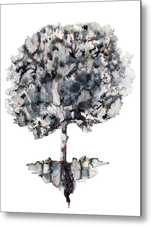Watercolor Metal Print featuring the painting Solo Tree by Kelly Edwards