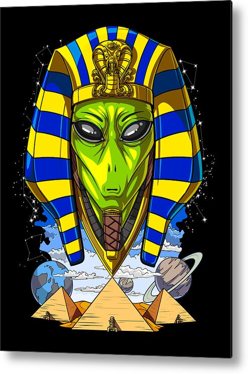 Space Aliens Metal Print featuring the digital art Space Alien Pharaoh by Nikolay Todorov