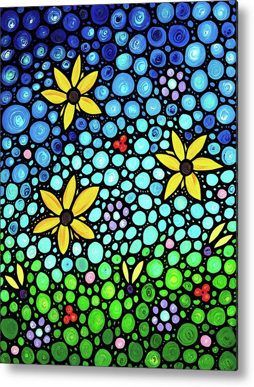 Floral Metal Print featuring the painting Spring Maidens Large Size Flower Mosaic Art by Sharon Cummings